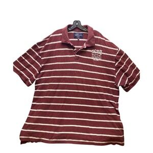 Ecko Unltd Shirt Mens 5XB Maroon Striped Embroidered Logo‎ Golf Performance